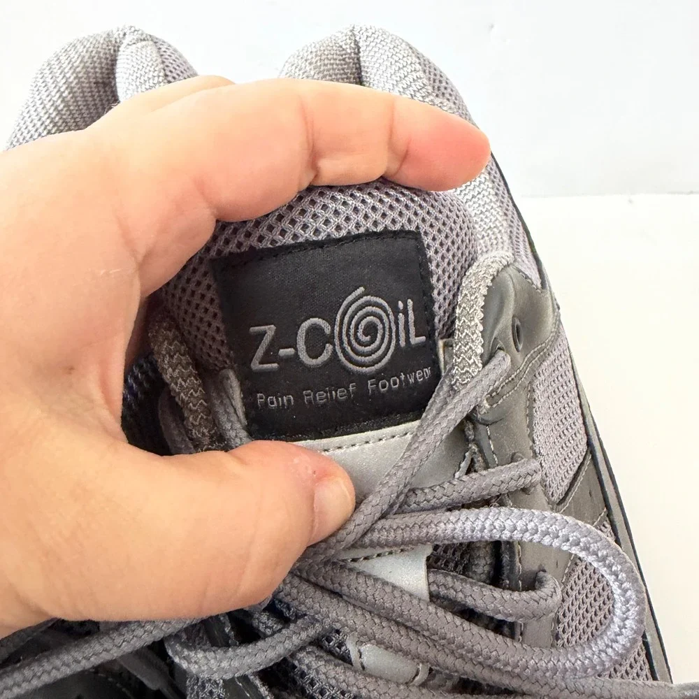 Z-Coil Pain Relief Footwear Mens 11 Grey Enclosed Coil Slip Resistant Sneakers